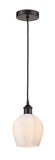 616-1P-OB-G461-6 Cord Hung 5.75" Oil Rubbed Bronze Mini Pendant - Cased Matte White Norfolk Glass - LED Bulb - Dimmensions: 5.75 x 5.75 x 10.5<br>Minimum Height : 13.5<br>Maximum Height : 130.5 - Sloped Ceiling Compatible: Yes