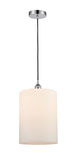 616-1P-PC-G111-L Cord Hung 9" Polished Chrome Mini Pendant - Matte White Large Cobbleskill Glass - LED Bulb - Dimmensions: 9 x 9 x 14<br>Minimum Height : 18.75<br>Maximum Height : 136.75 - Sloped Ceiling Compatible: Yes