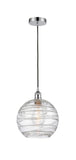 616-1P-PC-G1213-10 Cord Hung 10" Polished Chrome Mini Pendant - Clear Athens Deco Swirl 8" Glass - LED Bulb - Dimmensions: 10 x 10 x 13<br>Minimum Height : 15.75<br>Maximum Height : 133.75 - Sloped Ceiling Compatible: Yes