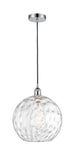 616-1P-PC-G1215-12 Cord Hung 12" Polished Chrome Mini Pendant - Clear Athens Water Glass 12" Glass - LED Bulb - Dimmensions: 12 x 12 x 15<br>Minimum Height : 17.75<br>Maximum Height : 133.75 - Sloped Ceiling Compatible: Yes