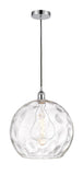 616-1P-PC-G1215-14 1-Light 13.75" Polished Chrome Pendant - Clear Athens Water Glass 14" Glass - LED Bulb - Dimmensions: 13.75 x 13.75 x 16.875<br>Minimum Height : 19.875<br>Maximum Height : 136.875 - Sloped Ceiling Compatible: Yes