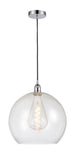616-1P-PC-G124-14 1-Light 13.75" Polished Chrome Pendant - Seedy Large Athens Glass - LED Bulb - Dimmensions: 13.75 x 13.75 x 18.375<br>Minimum Height : 21.375<br>Maximum Height : 138.375 - Sloped Ceiling Compatible: Yes