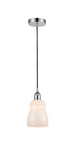 616-1P-PC-G391 Cord Hung 4.5" Polished Chrome Mini Pendant - White Ellery Glass - LED Bulb - Dimmensions: 4.5 x 4.5 x 8<br>Minimum Height : 12.75<br>Maximum Height : 130.75 - Sloped Ceiling Compatible: Yes