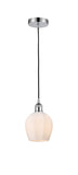 616-1P-PC-G461-6 Cord Hung 5.75" Polished Chrome Mini Pendant - Cased Matte White Norfolk Glass - LED Bulb - Dimmensions: 5.75 x 5.75 x 10.5<br>Minimum Height : 13.5<br>Maximum Height : 130.5 - Sloped Ceiling Compatible: Yes