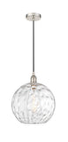 616-1P-PN-G1215-12 Cord Hung 12" Polished Nickel Mini Pendant - Clear Athens Water Glass 12" Glass - LED Bulb - Dimmensions: 12 x 12 x 15<br>Minimum Height : 17.75<br>Maximum Height : 133.75 - Sloped Ceiling Compatible: Yes