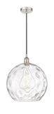 616-1P-PN-G1215-14 1-Light 13.75" Polished Nickel Pendant - Clear Athens Water Glass 14" Glass - LED Bulb - Dimmensions: 13.75 x 13.75 x 16.875<br>Minimum Height : 19.875<br>Maximum Height : 136.875 - Sloped Ceiling Compatible: Yes