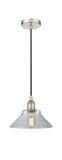 616-1P-PN-G132 Cord Hung 8.375" Polished Nickel Mini Pendant - Clear Orwell Glass - LED Bulb - Dimmensions: 8.375 x 8.375 x 6.5<br>Minimum Height : 10.75<br>Maximum Height : 128.75 - Sloped Ceiling Compatible: Yes