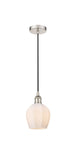 616-1P-PN-G461-6 Cord Hung 5.75" Polished Nickel Mini Pendant - Cased Matte White Norfolk Glass - LED Bulb - Dimmensions: 5.75 x 5.75 x 10.5<br>Minimum Height : 13.5<br>Maximum Height : 130.5 - Sloped Ceiling Compatible: Yes