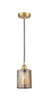 616-1P-SG-G116 Cord Hung 5" Satin Gold Mini Pendant - Mercury Cobbleskill Glass - LED Bulb - Dimmensions: 5 x 5 x 8<br>Minimum Height : 12.75<br>Maximum Height : 130.75 - Sloped Ceiling Compatible: Yes