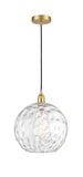 616-1P-SG-G1215-12 Cord Hung 12" Satin Gold Mini Pendant - Clear Athens Water Glass 12" Glass - LED Bulb - Dimmensions: 12 x 12 x 15<br>Minimum Height : 17.75<br>Maximum Height : 133.75 - Sloped Ceiling Compatible: Yes
