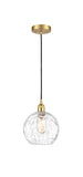 616-1P-SG-G1215-8 Cord Hung 8" Satin Gold Mini Pendant - Clear Athens Water Glass 8" Glass - LED Bulb - Dimmensions: 8 x 8 x 10<br>Minimum Height : 13.75<br>Maximum Height : 131.75 - Sloped Ceiling Compatible: Yes