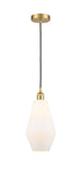 616-1P-SG-G651-7 Cord Hung 7" Satin Gold Mini Pendant - Cased Matte White Cindyrella 7" Glass - LED Bulb - Dimmensions: 7 x 7 x 14.5<br>Minimum Height : 17.5<br>Maximum Height : 134.5 - Sloped Ceiling Compatible: Yes