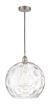 616-1P-SN-G1215-14 1-Light 13.75" Brushed Satin Nickel Pendant - Clear Athens Water Glass 14" Glass - LED Bulb - Dimmensions: 13.75 x 13.75 x 16.875<br>Minimum Height : 19.875<br>Maximum Height : 136.875 - Sloped Ceiling Compatible: Yes