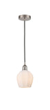 616-1P-SN-G461-6 Cord Hung 5.75" Brushed Satin Nickel Mini Pendant - Cased Matte White Norfolk Glass - LED Bulb - Dimmensions: 5.75 x 5.75 x 10.5<br>Minimum Height : 13.5<br>Maximum Height : 130.5 - Sloped Ceiling Compatible: Yes