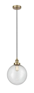 Cord Hung 12" Beacon Pendant - Globe-Orb Seedy Glass - Choice of Finish And Incandesent Or LED Bulbs