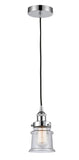 616-1PH-PC-G184S Cord Hung 6" Polished Chrome Mini Pendant - Seedy Small Canton Glass - LED Bulb - Dimmensions: 6 x 6 x 10<br>Minimum Height : 12.75<br>Maximum Height : 130.75 - Sloped Ceiling Compatible: Yes
