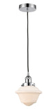 616-1PH-PC-G531 Cord Hung 7.5" Polished Chrome Mini Pendant - Matte White Cased Small Oxford Glass - LED Bulb - Dimmensions: 7.5 x 7.5 x 8<br>Minimum Height : 13<br>Maximum Height : 131 - Sloped Ceiling Compatible: Yes