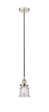 616-1PH-PN-G184S Cord Hung 6" Polished Nickel Mini Pendant - Seedy Small Canton Glass - LED Bulb - Dimmensions: 6 x 6 x 10<br>Minimum Height : 12.75<br>Maximum Height : 130.75 - Sloped Ceiling Compatible: Yes