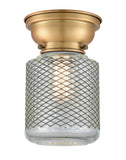 623-1F-BB-G262-LED 1-Light 6.25" Stanton Brushed Brass Flush Mount - Vintage Wire Mesh Stanton Glass
