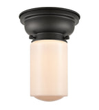 623-1F-BK-G311 1-Light 6.25" Matte Black Flush Mount - Matte White Cased Dover Glass - LED Bulb - Dimmensions: 6.25 x 6.25 x 7.9 - Sloped Ceiling Compatible: No