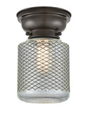 623-1F-OB-G262-LED 1-Light 6.25" Stanton Oil Rubbed Bronze Flush Mount - Vintage Wire Mesh Stanton Glass