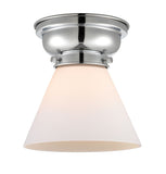 623-1F-PC-G41 1-Light 7.75" Polished Chrome Flush Mount - Matte White Cased Large Cone Glass - LED Bulb - Dimmensions: 7.75 x 7.75 x 7.4 - Sloped Ceiling Compatible: No
