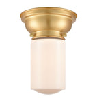 623-1F-SG-G311 1-Light 6.25" Satin Gold Flush Mount - Matte White Cased Dover Glass - LED Bulb - Dimmensions: 6.25 x 6.25 x 7.9 - Sloped Ceiling Compatible: No