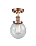 1-Light 6" Beacon Semi-Flush Mount - Globe-Orb Seedy Glass - Choice of Finish And Incandesent Or LED Bulbs