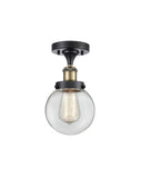 916-1C-BAB-G202-6 1-Light 6" Black Antique Brass Semi-Flush Mount - Clear Beacon Glass - LED Bulb - Dimmensions: 6 x 6 x 11 - Sloped Ceiling Compatible: No
