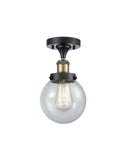 916-1C-BAB-G204-6 1-Light 6" Black Antique Brass Semi-Flush Mount - Seedy Beacon Glass - LED Bulb - Dimmensions: 6 x 6 x 11 - Sloped Ceiling Compatible: No