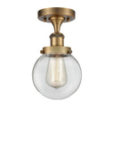 1-Light 6" Beacon Semi-Flush Mount - Globe-Orb Clear Glass LED