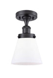 1-Light 6" Small Cone 1 Light Semi-Flush Mount - Cone Matte White Glass - Choice of Finish And Incandesent Or LED Bulbs