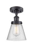 1-Light 6" Small Cone 1 Light Semi-Flush Mount - Cone Seedy Glass - Choice of Finish And Incandesent Or LED Bulbs