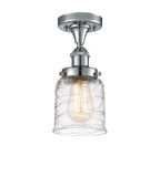 916-1C-PC-G513 1-Light 5" Polished Chrome Semi-Flush Mount - Clear Deco Swirl Small Bell Glass - LED Bulb - Dimmensions: 5 x 5 x 11 - Sloped Ceiling Compatible: No