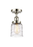 916-1C-PN-G513 1-Light 5" Polished Nickel Semi-Flush Mount - Clear Deco Swirl Small Bell Glass - LED Bulb - Dimmensions: 5 x 5 x 11 - Sloped Ceiling Compatible: No
