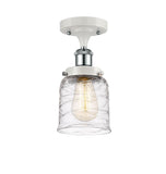 916-1C-WPC-G513 1-Light 5" White and Polished Chrome Semi-Flush Mount - Clear Deco Swirl Small Bell Glass - LED Bulb - Dimmensions: 5 x 5 x 11 - Sloped Ceiling Compatible: No