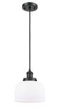 Innovations Lightging 916-1P-BK-G71 Cord Hung 8" Matte Black Mini Pendant -  Matte White Cased Large Bell Glass - Bulbs Included