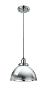 916-1P-PC-MFD-10-PC Cord Hung 10" Polished Chrome Mini Pendant - Polished Chrome Ballston Urban Shade - LED Bulb - Dimmensions: 10 x 10 x 10.5<br>Minimum Height : 13.5<br>Maximum Height : 130.5 - Sloped Ceiling Compatible: Yes