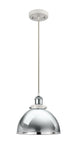 916-1P-WPC-MFD-10-PC Cord Hung 10" White and Polished Chrome Mini Pendant - Polished Chrome Ballston Urban Shade - LED Bulb - Dimmensions: 10 x 10 x 10.5<br>Minimum Height : 13.5<br>Maximum Height : 130.5 - Sloped Ceiling Compatible: Yes