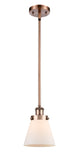 Stem Hung 6" Antique Copper Mini Pendant - Matte White Cased Small Cone Glass LED