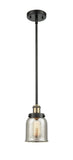 Stem Hung 5" Black Antique Brass Mini Pendant - Silver Plated Mercury Small Bell Glass - LED Bulb Included