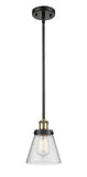916-1S-BAB-G64 Stem Hung 6" Black Antique Brass Mini Pendant - Seedy Small Cone Glass - LED Bulb - Dimmensions: 6 x 6 x 9<br>Minimum Height : 17.75<br>Maximum Height : 41.75 - Sloped Ceiling Compatible: Yes