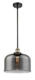 916-1S-BAB-G73-L Stem Hung 8" Black Antique Brass Mini Pendant - Plated Smoke X-Large Bell Glass - LED Bulb - Dimmensions: 8 x 8 x 10<br>Minimum Height : 18.75<br>Maximum Height : 42.75 - Sloped Ceiling Compatible: Yes