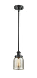 Stem Hung 5" Matte Black Mini Pendant - Silver Plated Mercury Small Bell Glass - LED Bulb Included
