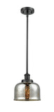 Stem Hung 8" Matte Black Mini Pendant - Silver Plated Mercury Large Bell Glass - LED Bulb Included