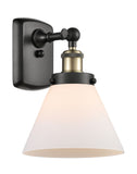 916-1W-BAB-G41 1-Light 8" Black Antique Brass Sconce - Matte White Cased Large Cone Glass - LED Bulb - Dimmensions: 8 x 9 x 13 - Glass Up or Down: Yes