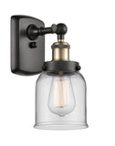 916-1W-BAB-G52 1-Light 5" Black Antique Brass Sconce - Clear Small Bell Glass - LED Bulb - Dimmensions: 5 x 6.5 x 12 - Glass Up or Down: Yes