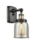 916-1W-BAB-G58 1-Light 5" Black Antique Brass Sconce - Silver Plated Mercury Small Bell Glass - LED Bulb - Dimmensions: 5 x 6.5 x 12 - Glass Up or Down: Yes