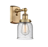 916-1W-BB-G54 1-Light 5" Brushed Brass Sconce - Seedy Small Bell Glass - LED Bulb - Dimmensions: 5 x 6.5 x 12 - Glass Up or Down: Yes