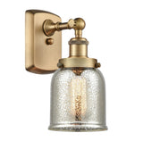 916-1W-BB-G58 1-Light 5" Brushed Brass Sconce - Silver Plated Mercury Small Bell Glass - LED Bulb - Dimmensions: 5 x 6.5 x 12 - Glass Up or Down: Yes